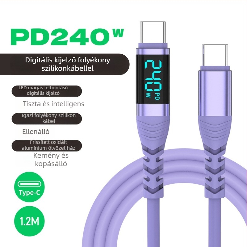 Yichen 240W Type-C gyorstöltés adatkábel, hossz 1–2 m, 48V5A, 480 Mbps