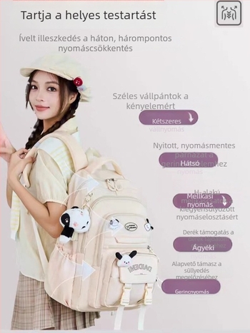 Lányoknak szóló iskolatáska, nagy kapacitású, ultrakönnyű, Oxford anyag, 3–4. osztály számára.