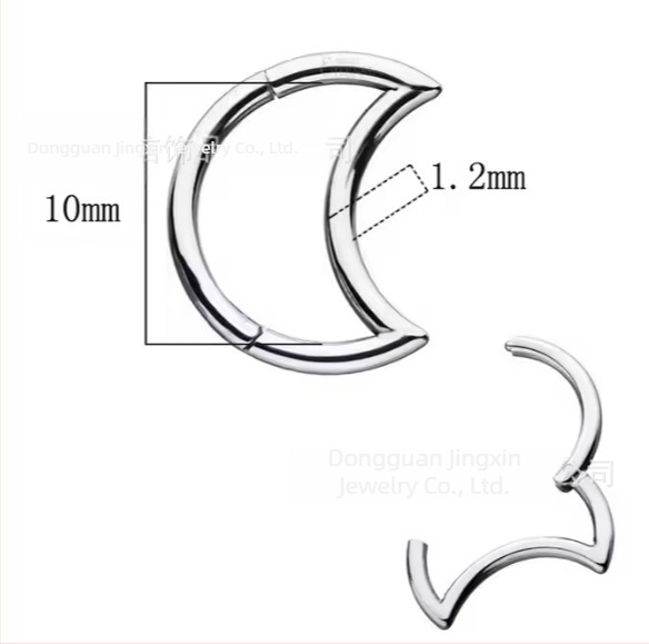 Titánötvözetből készült orrgyűrű, félhold formájú, polírozott felület, uniszex, természetes stílus.
