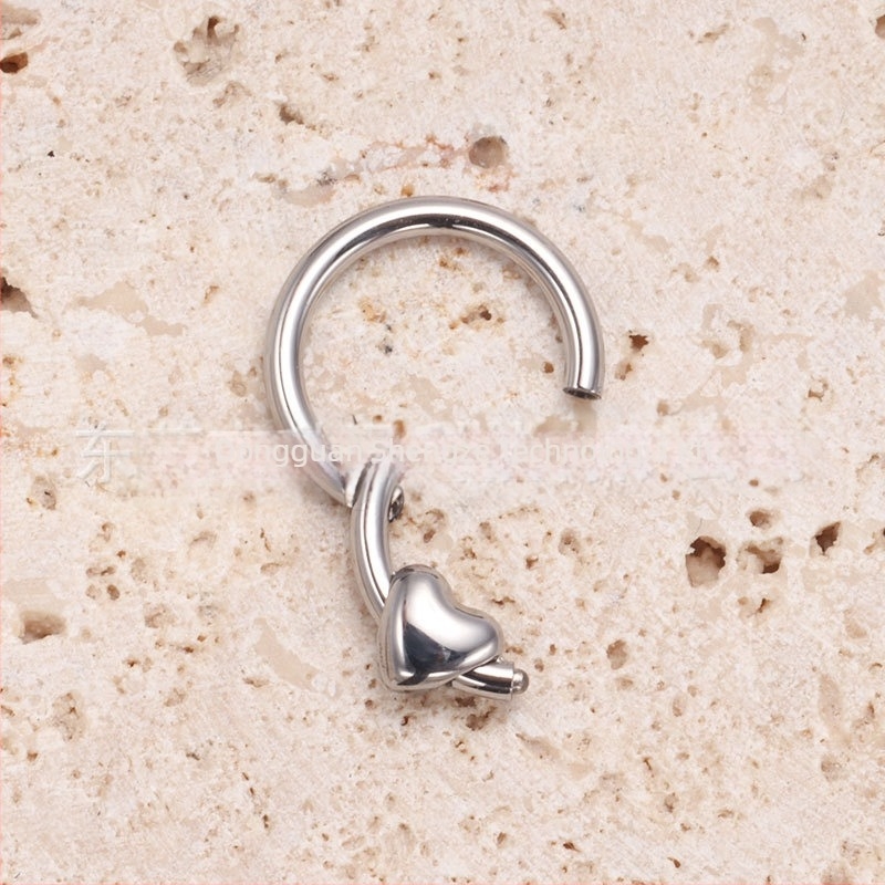 Szív alakú titánium-ötvözet orrgyűrű, anodizált, uniszex, piercinghez
