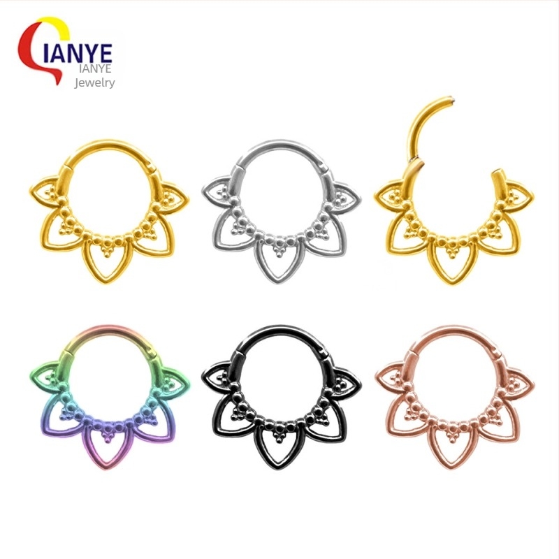 Női orrgyűrű 316-os rozsdamentes acélból, virág alakú, elektroplakált, több színű minimalist piercing ékszer