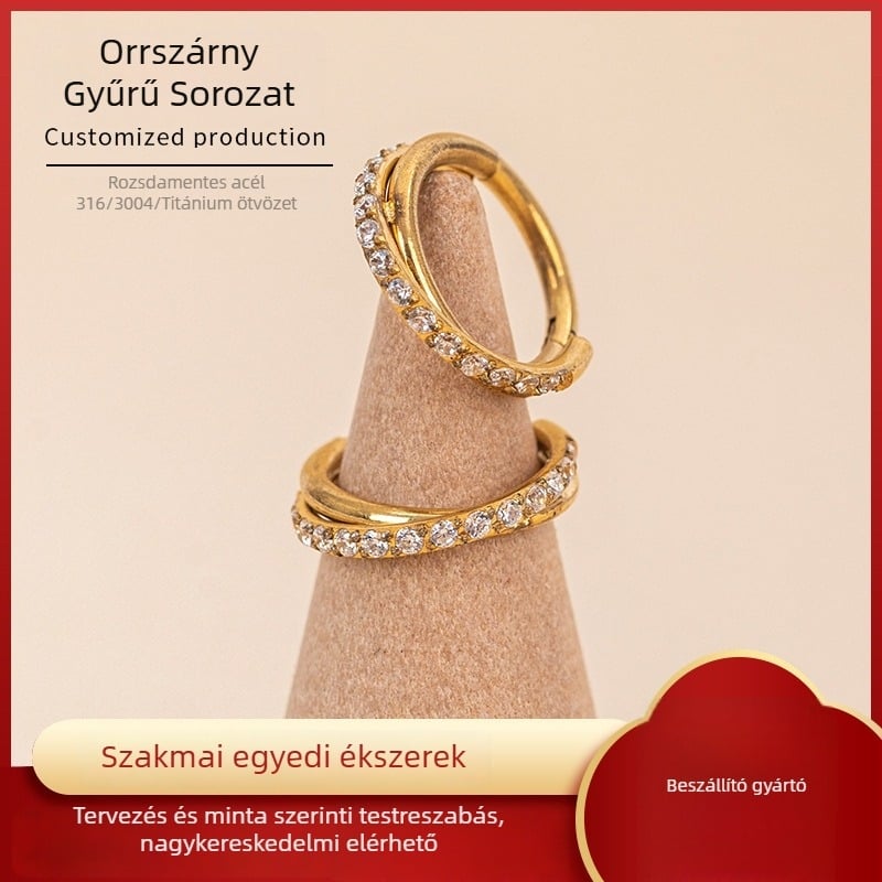 Orr piercing ékszer, geometriai forma, 316L rozsdamentes acél, kézzel polírozott, uniszex