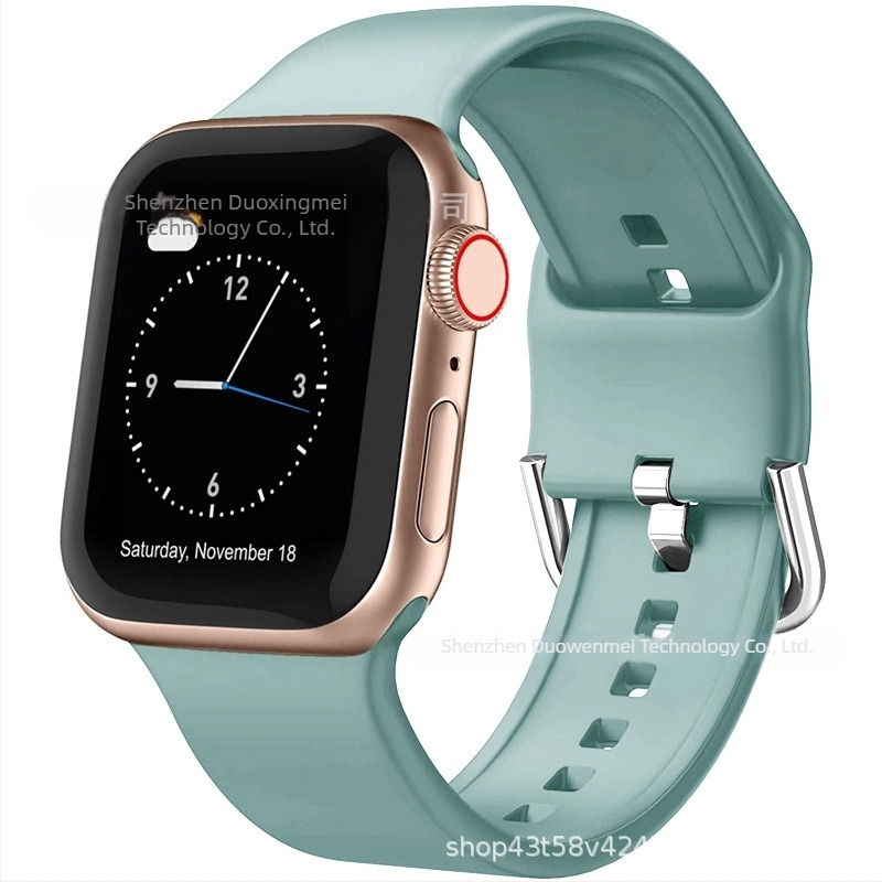 Apple Watch Series 6 és SE kompatibilis szilikon szíj fémcsattal – egyszínű cserepánt
