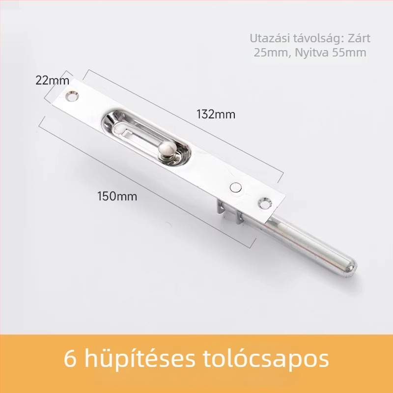 Rozsdamentes acél ajtózár – Típus A, Modell: Latch, Felületkezelés: huzalt vont, Stílus: modern egyszerű