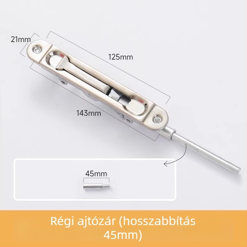 Rozsdamentes acél ajtózár – Típus A, Modell: Latch, Felületkezelés: huzalt vont, Stílus: modern egyszerű