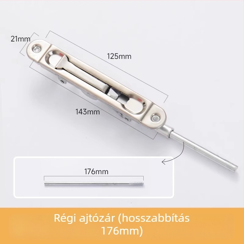 Rozsdamentes acél ajtózár – Típus A, Modell: Latch, Felületkezelés: huzalt vont, Stílus: modern egyszerű