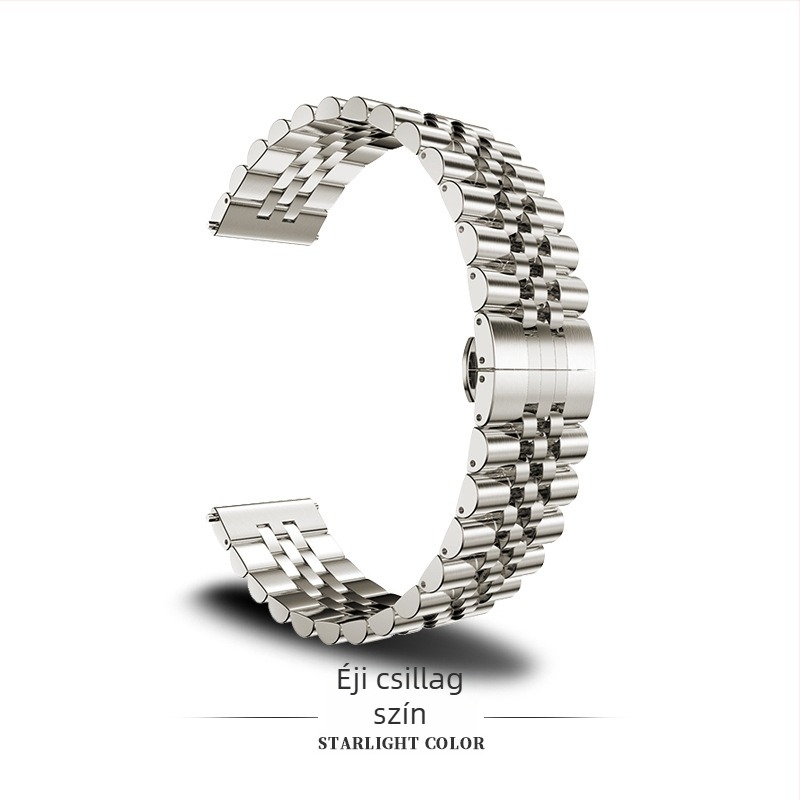 S10 rozsdamentes acél óraszíj pillangócsattal Apple Watch Series 9, Huawei és Samsung számára – 18,2 cm hosszú, kompatibil 14/20/22 mm