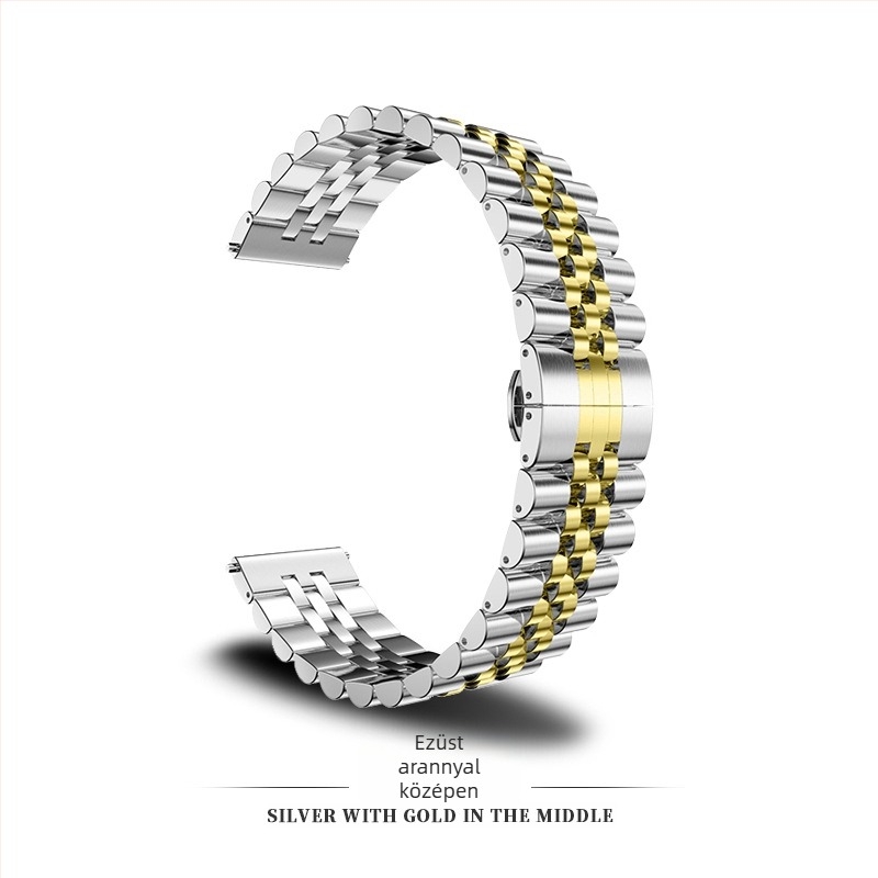 S10 rozsdamentes acél óraszíj pillangócsattal Apple Watch Series 9, Huawei és Samsung számára – 18,2 cm hosszú, kompatibil 14/20/22 mm