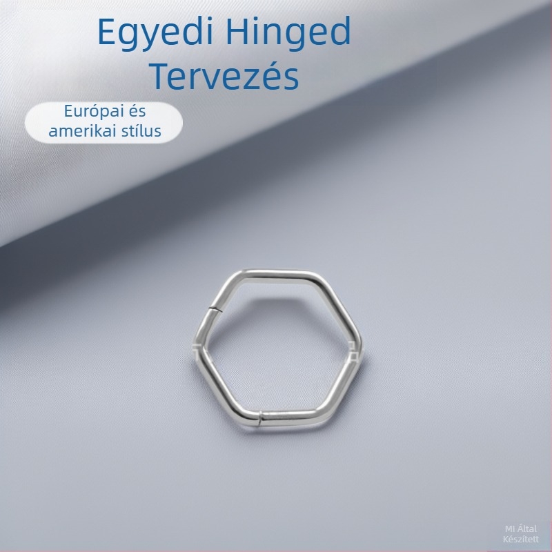 Geometrikus titánium ötvözet orrgyűrű csuklós dizájnnal és fehér kristállyal (18K tisztaság)