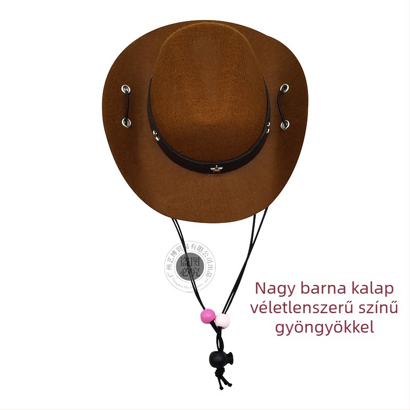 Állatjáték: Cowboy kalap macskáknak és kutyáknak, mini gyöngyös sapka, egész éves használatra