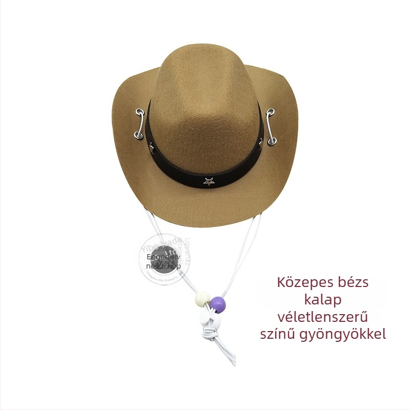 Állatjáték: Cowboy kalap macskáknak és kutyáknak, mini gyöngyös sapka, egész éves használatra