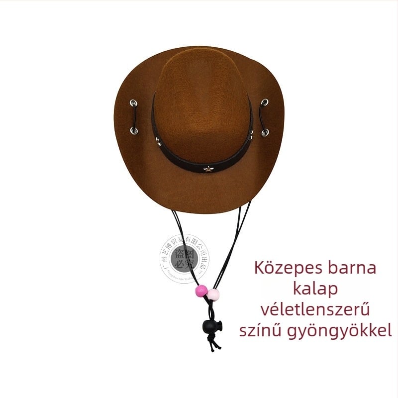 Állatjáték: Cowboy kalap macskáknak és kutyáknak, mini gyöngyös sapka, egész éves használatra