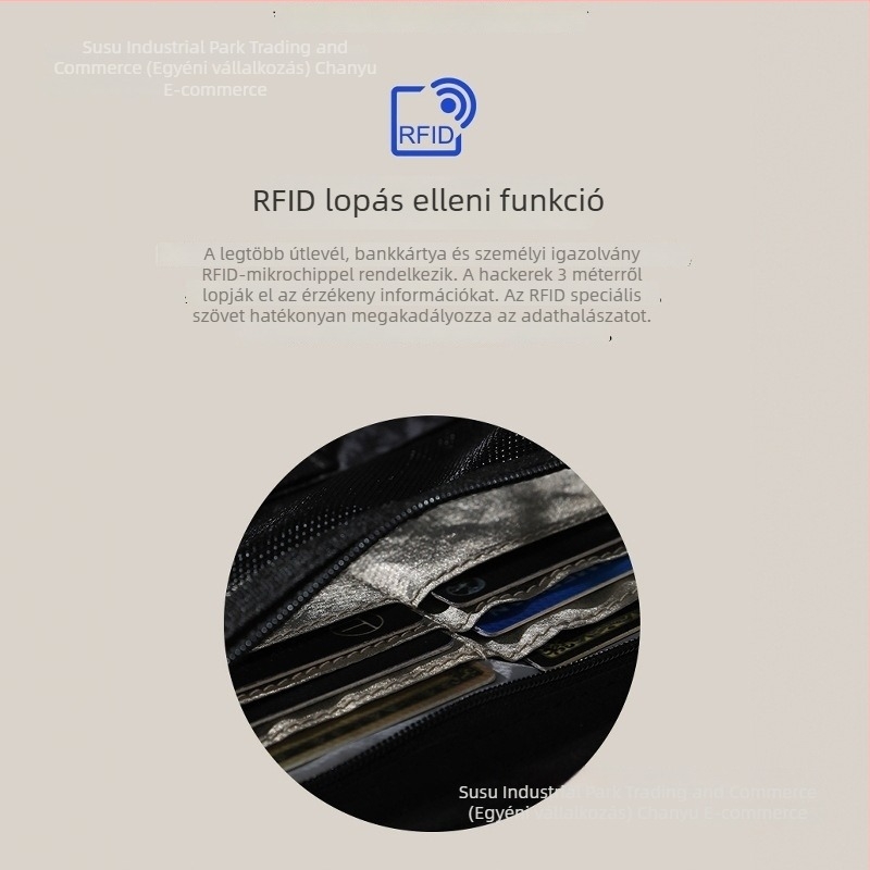 Férfi dokumentum crossbody táska – anti-theft, PU anyag, nylon bélés, 2024 nyár
