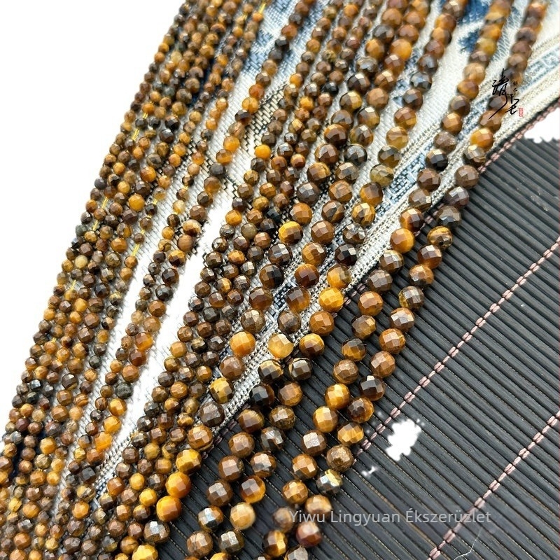 Természetes tigriszem gyöngyök, 4 mm, fabettált, kerek, DIY ékszerekhez