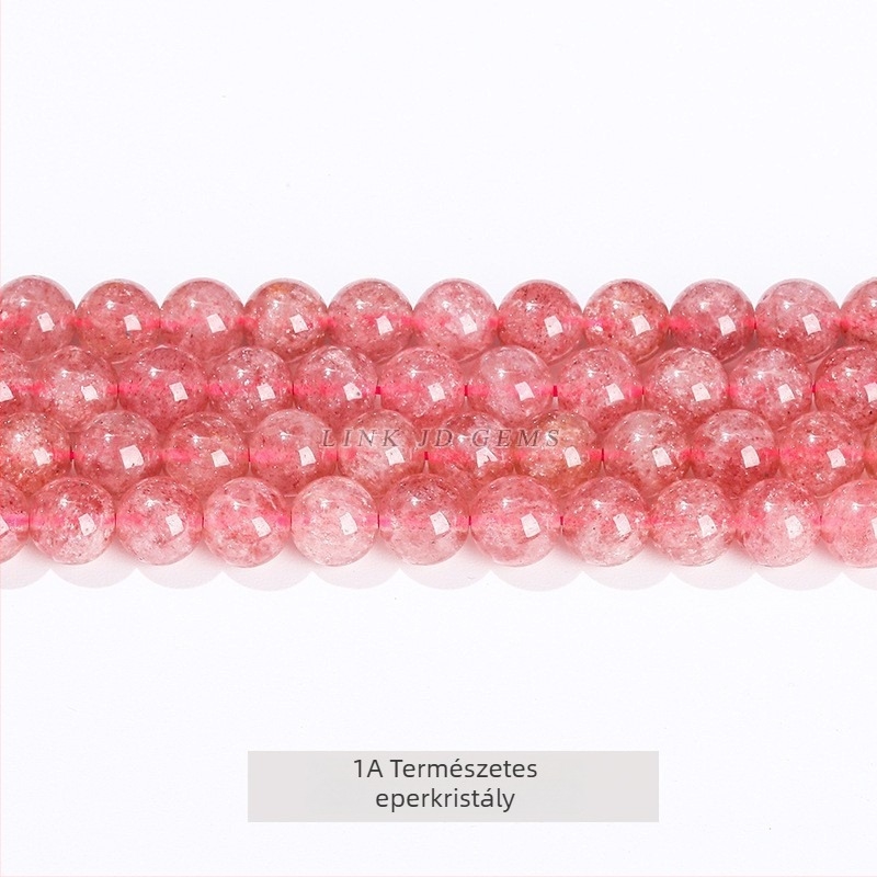 Természetes eper-kristály szórt gyöngyök, körkörös gyöngyök, félkész alkatrészek DIY ékszerekhez, piros epergolyók, 8 mm