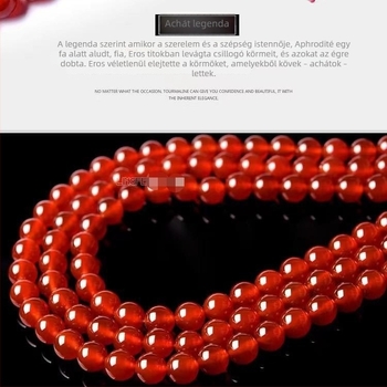 Természetes piros achát és piros chalcedon gömbölyű gyöngyök – félkész, DIY ékszerekhez, kristály spacer gyöngyök