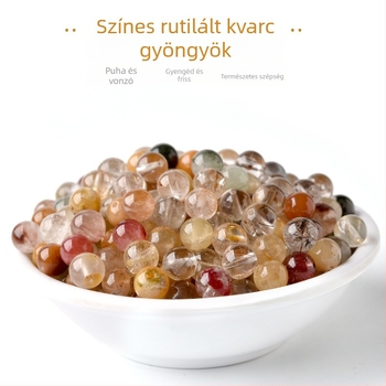 Természetes kristálygyöngyök, polírozott felület, Lianyungang doudou márka, divatos kerek gyöngyök, 2025 tavasz