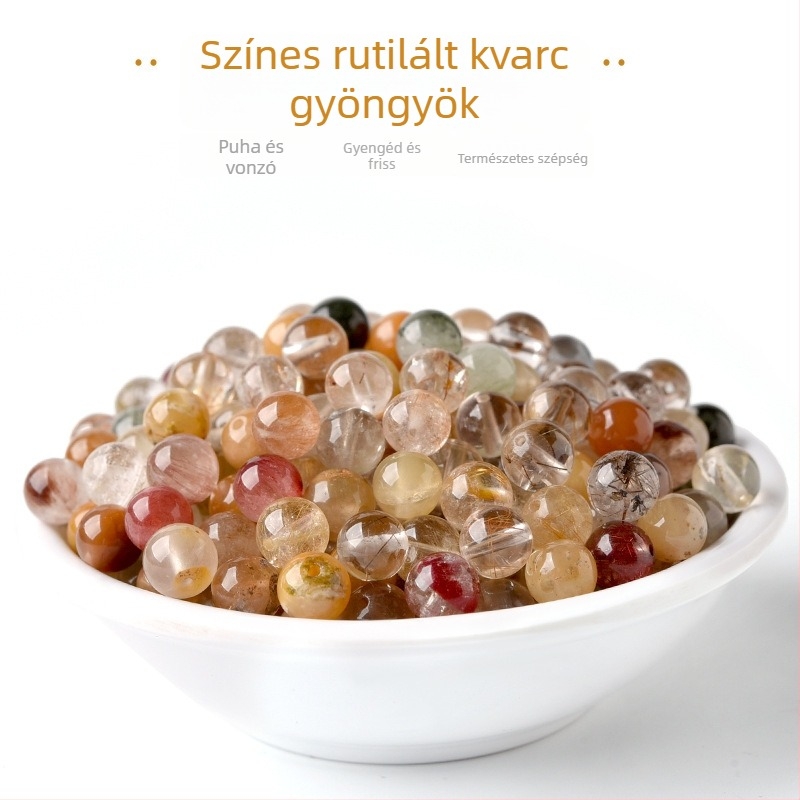 Természetes kristálygyöngyök, polírozott felület, Lianyungang doudou márka, divatos kerek gyöngyök, 2025 tavasz