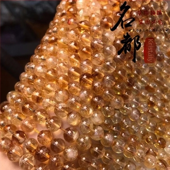 DIY Citrin kristály gyöngyök – Mingdu crystal, szabadon fűzhető gyöngyök, divat stílus, kerek formájú gyöngyök, nemes minta