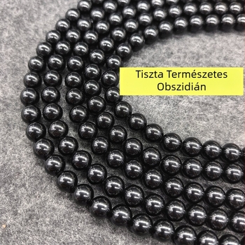 Természetes obsidián szabad gyöngyök, félkész hosszú lánc, 6 mm-es gömbölyű gyöngyök DIY ékszerekhez, 8 mm-es gyöngyök, 10 mm-es karkötő