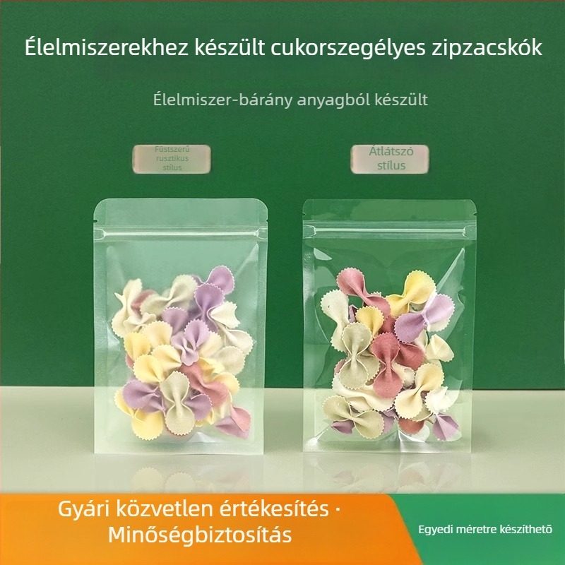 Lapos aljú öntapadó zacskó élelmiszer-csomagoláshoz, matt átlátszó csomagolás tea és aszalt gyümölcs nassoláshoz, márka Dehao, anyag: új anyag, lezárási hossz 2–4 cm