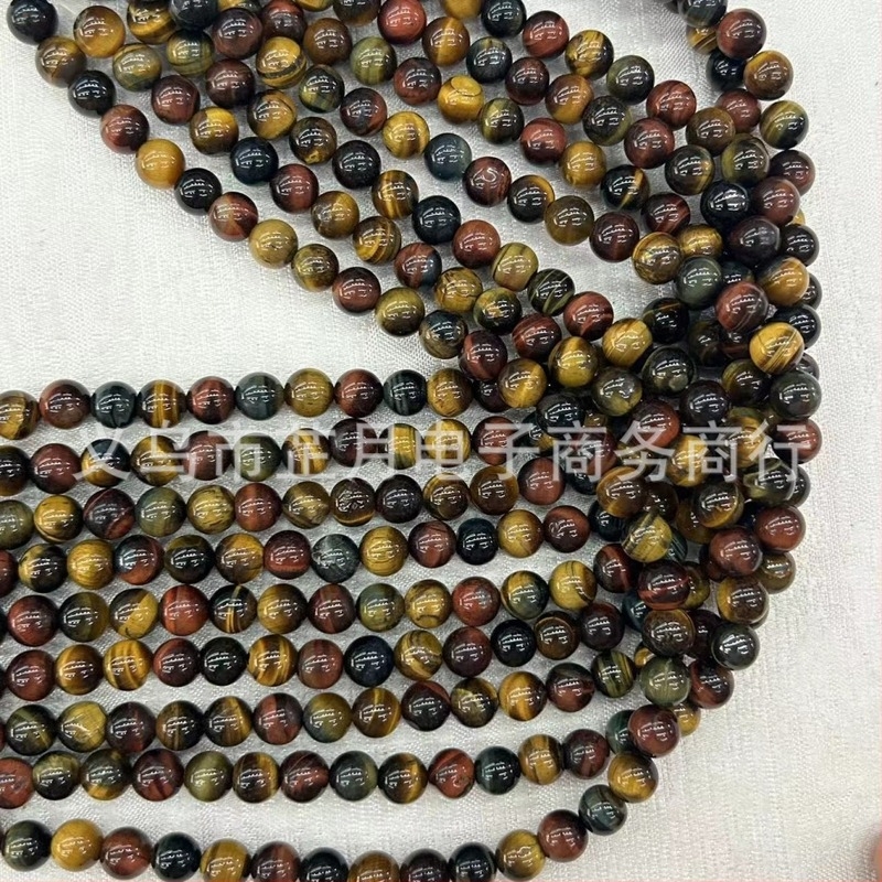 Természetes háromszínű tigriszem gyöngyök, kerek, DIY ékszerekhez, 8 mm átmérő