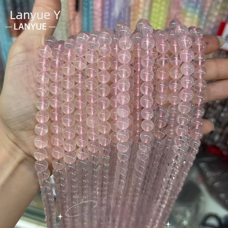 Természetes rózsaszín kristály gömbölyű gyöngyök, 6 mm, szabadon fűzhető DIY ékszerekhez – karkötők és nyakláncok