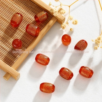 Yiwen gravírozott achát gyöngyök – Öt Gazdagság Istene motívum, kerek gyöngyök, Yiwen márka, 2025 ősz