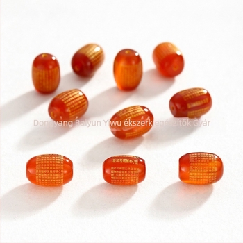 Yiwen gravírozott achát gyöngyök – Öt Gazdagság Istene motívum, kerek gyöngyök, Yiwen márka, 2025 ősz