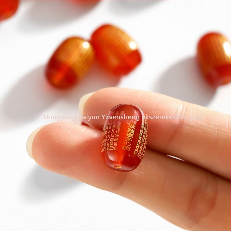 Yiwen gravírozott achát gyöngyök – Öt Gazdagság Istene motívum, kerek gyöngyök, Yiwen márka, 2025 ősz