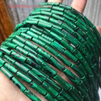 Lazán fűzhető Jade hengeres csőgyöngyök — megcsiszolt és polírozott, nemzeti stílus, irodalmi-művészi retró