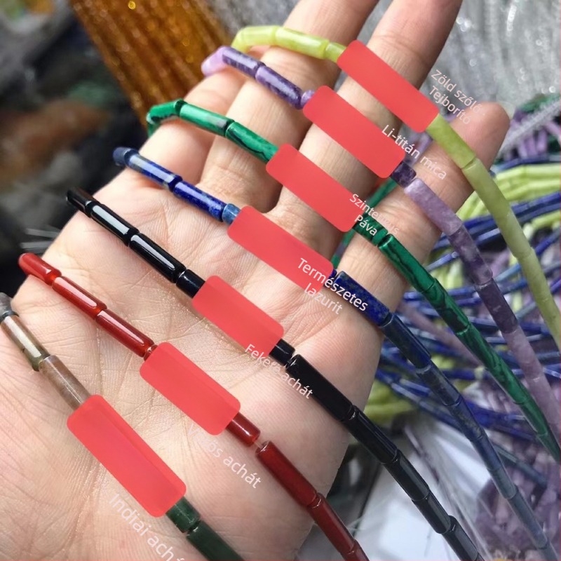 Lazán fűzhető Jade hengeres csőgyöngyök — megcsiszolt és polírozott, nemzeti stílus, irodalmi-művészi retró