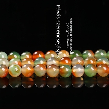 agat gyöngyök ékszerekhez, csiszolt és polírozott, magas minőségű, kör alakú