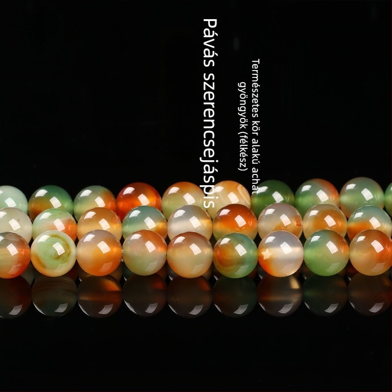 agat gyöngyök ékszerekhez, csiszolt és polírozott, magas minőségű, kör alakú