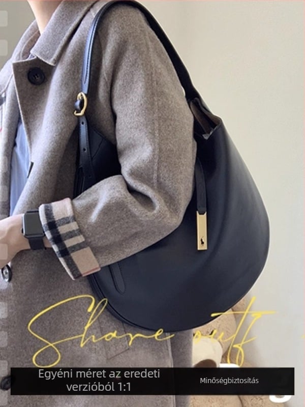 Valódi bőrből készült tote táska, kör alakú forma, záró zárszerkezettel, poliészter bélés, belső zsebek