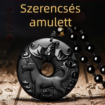 Obszidán zodiákus medálos nyaklánc ha019