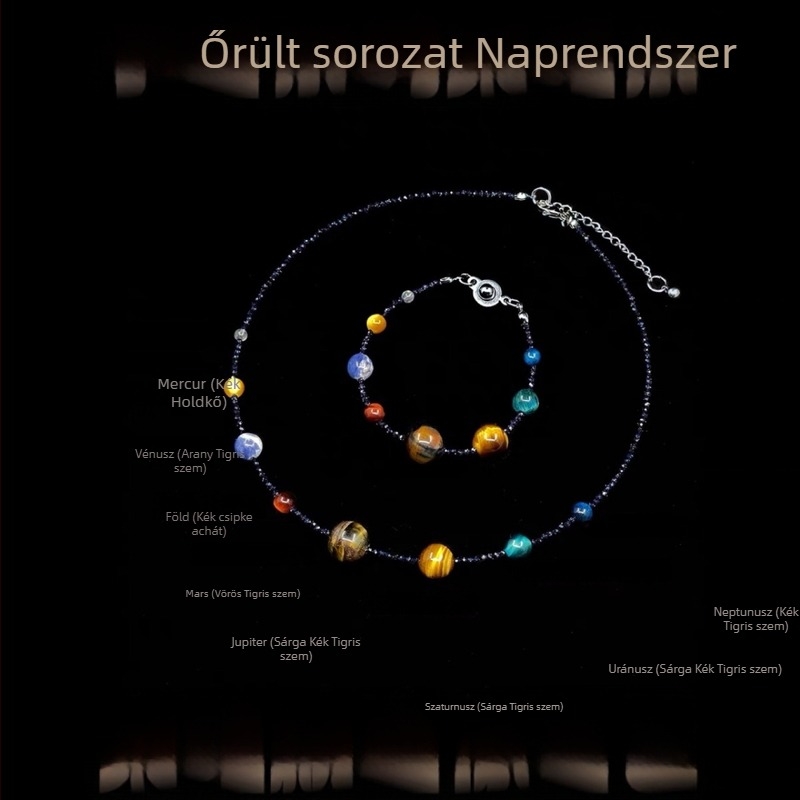 Geometriai gyöngyökből álló nyaklánc kevert anyagokból, szövés technikával, ezüst medállal, uniszex, 2025 tavasza, hideg szél stílus