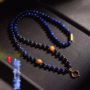 Nyaklánc buddhista amulettel: geometriai Tiger Eye kő, réz medál, szabványos lánc, 2024 nyár