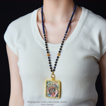 Nyaklánc buddhista amulettel: geometriai Tiger Eye kő, réz medál, szabványos lánc, 2024 nyár