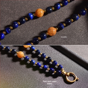 Nyaklánc buddhista amulettel: geometriai Tiger Eye kő, réz medál, szabványos lánc, 2024 nyár