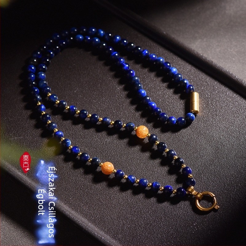 Nyaklánc buddhista amulettel: geometriai Tiger Eye kő, réz medál, szabványos lánc, 2024 nyár