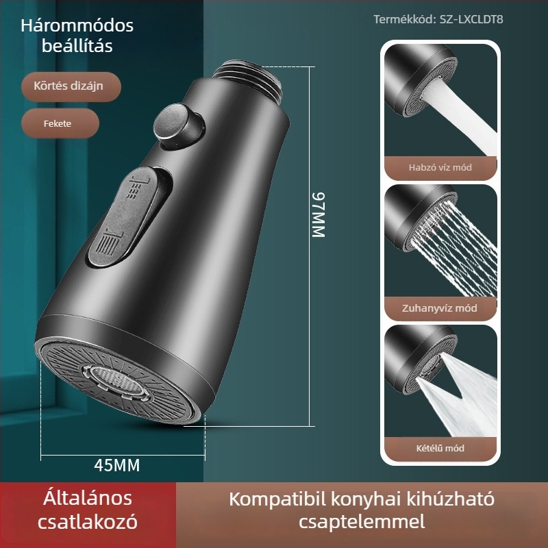 Konyhai csaptele hosszabbítója kerámiás szelemmel, ABS test, csavaros szerelés, Ø0,4 bemenet/kimenet, Ø1,0 szelepszék