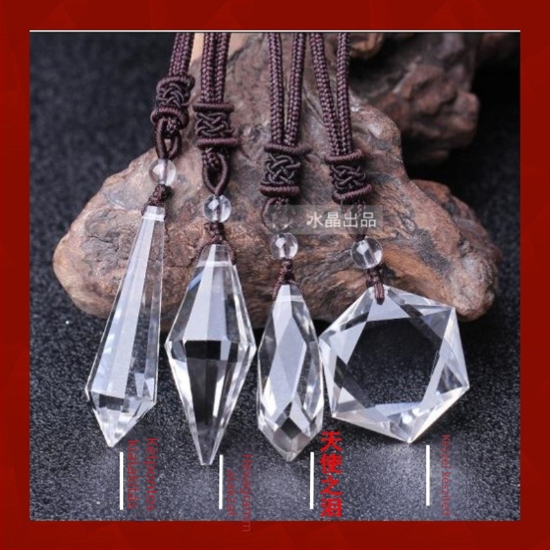 Kristály medálos nyaklánc, geometriai dizájn, uniszex, hatszögletű csillag