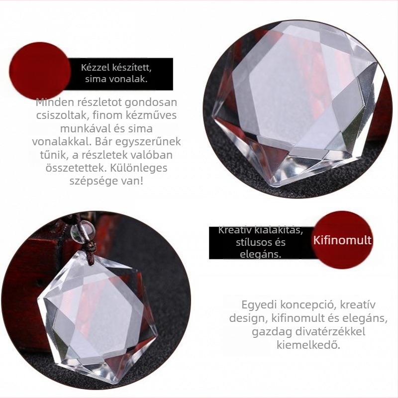 Kristály medálos nyaklánc, geometriai dizájn, uniszex, hatszögletű csillag