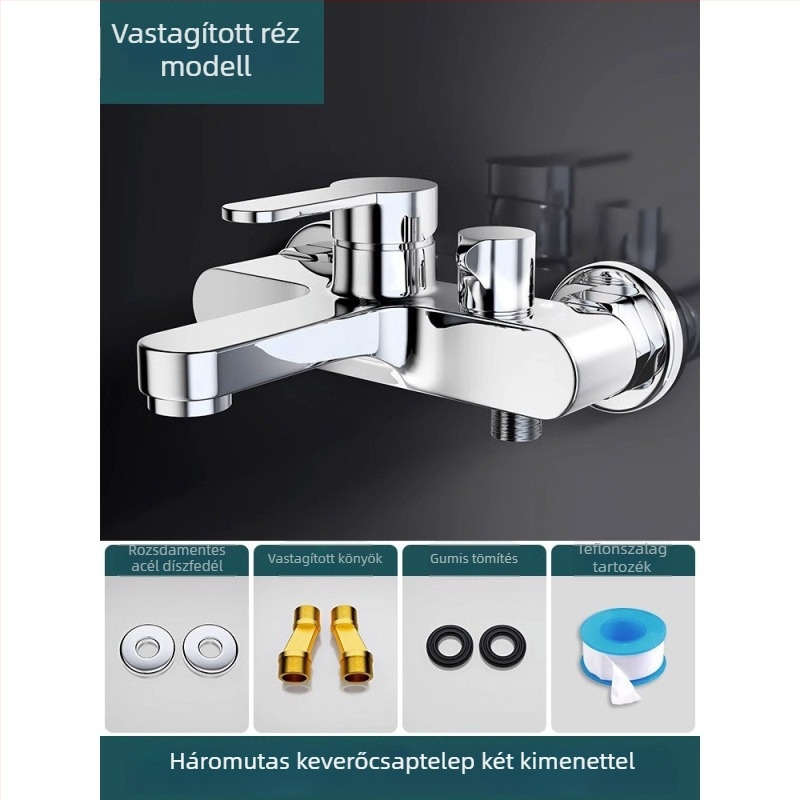 Réz zuhanykészlet falba épített, modell 85-1, 1,6 MPa, eső és buborék funkciók, kerek zuhanyfej, modern minimalista stílus