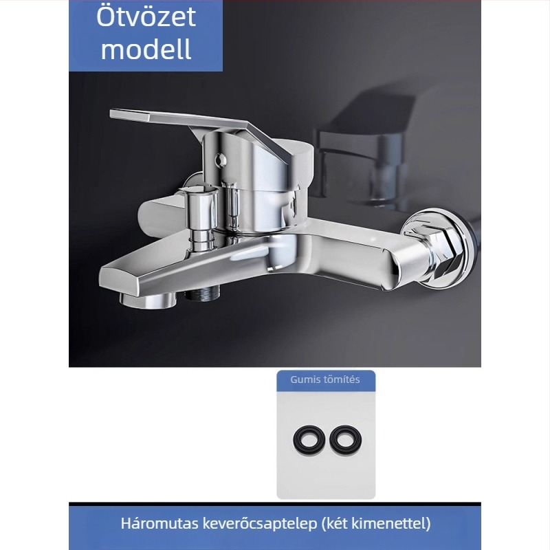 Réz zuhanykészlet falba épített, modell 85-1, 1,6 MPa, eső és buborék funkciók, kerek zuhanyfej, modern minimalista stílus