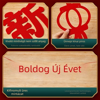 Tavaszi fesztivál dekoratív lobogóbanner, A Ló éve jelenet, rajzfilm stílus, halter rope, flanel anyag, Zifan márka