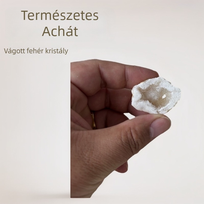 Fehér kristálybarlang dekoratív ornament, oktatási példány, Monocrystalline Jewelry márka, kartoncsomagolás, ideális vállalati és konferencia ajándékokhoz