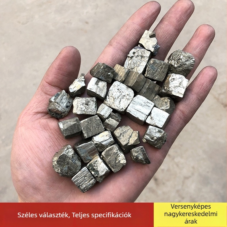 Természetes pirita-kalkopirit ásványi példány oktatáshoz, kristály dekoráció, 100-500 g, természetes felület, természetes eredet