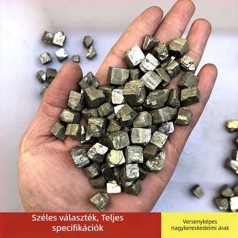 Természetes pirita-kalkopirit ásványi példány oktatáshoz, kristály dekoráció, 100-500 g, természetes felület, természetes eredet